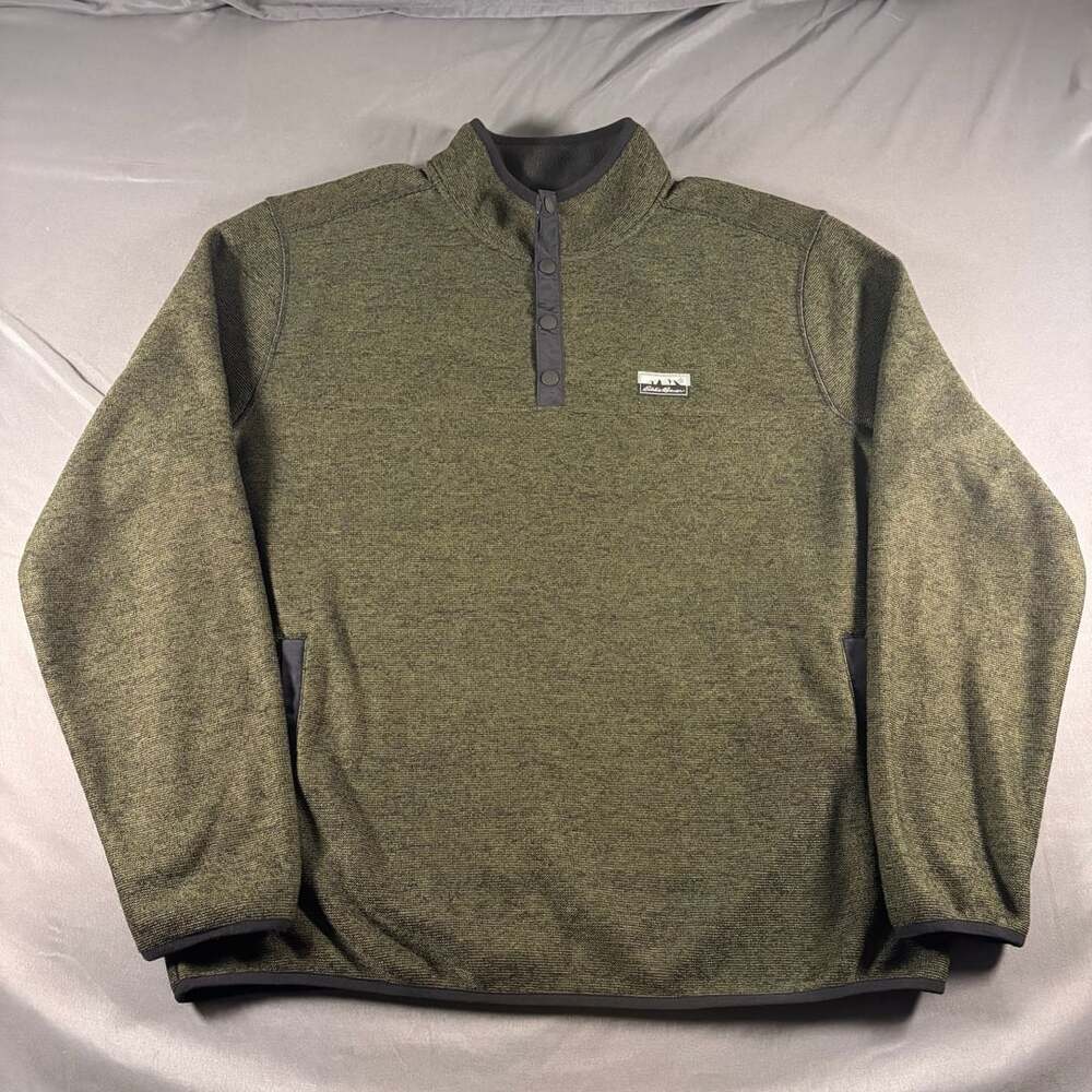 Eddie Bauer 1/4 Snap Fleece Pullover Sweater Green